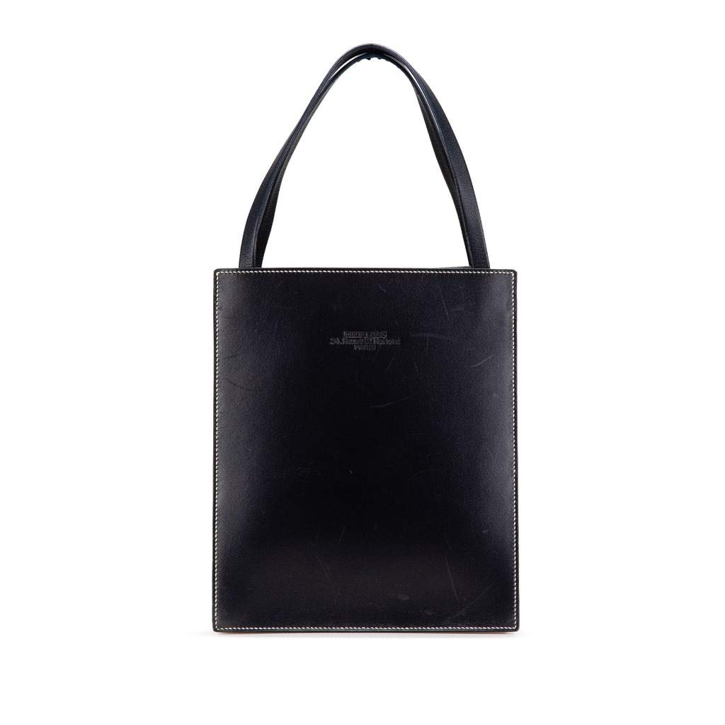 Hermès Box Calf Lucy MM Blue Leather Good condition - Front View