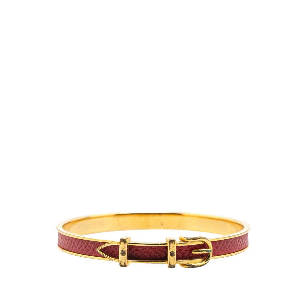 Hermès Epsom Buckle Bracelet Red Leather Good condition - Front View
