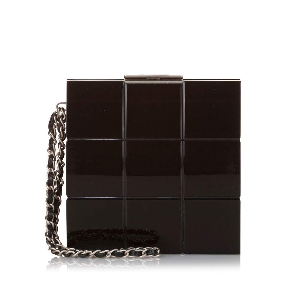 Chanel Choco Bar Lucite Perspex Clutch Black Very good - Front View