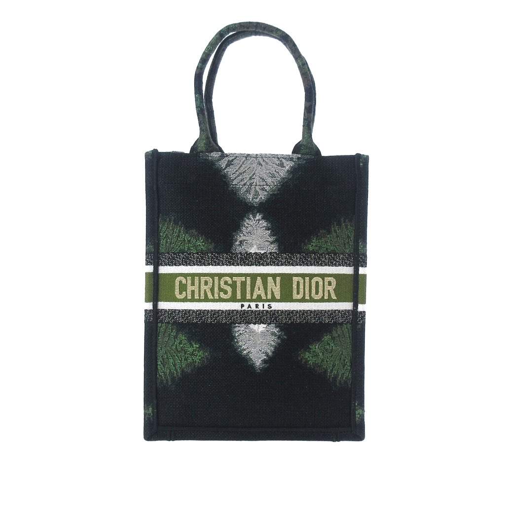 Dior Tie Dye Vertical Book Tote Green Canvas Very good - Front View