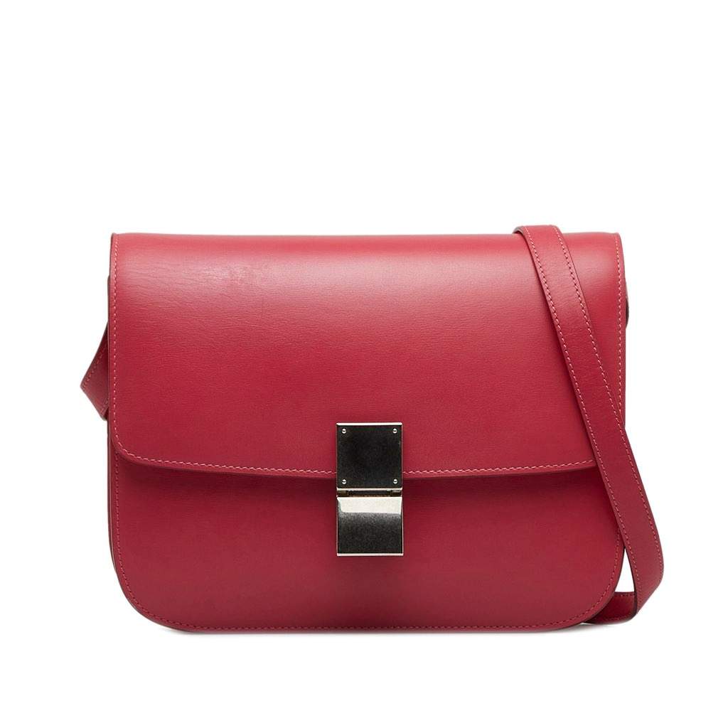 Celine Medium Calfskin Classic Box Pink Leather Very good - Front View