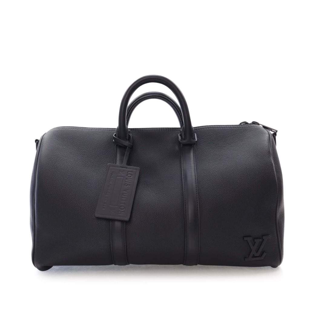Louis Vuitton Aerogram Keepall Bandouliere 40 Black Leather Very good condition - Front View