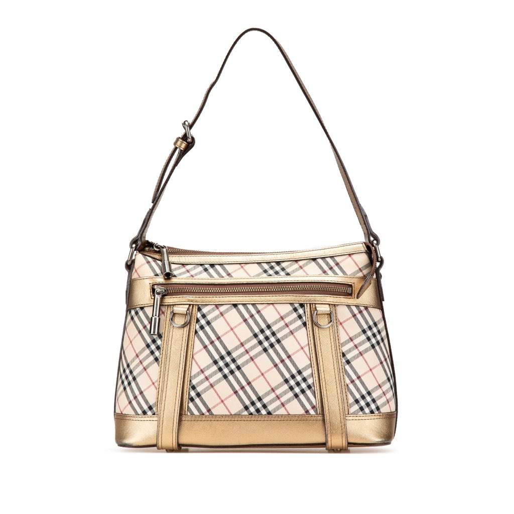 Burberry Nova Check Canvas Shoulder Bag Brown Canvas Good condition - Front View