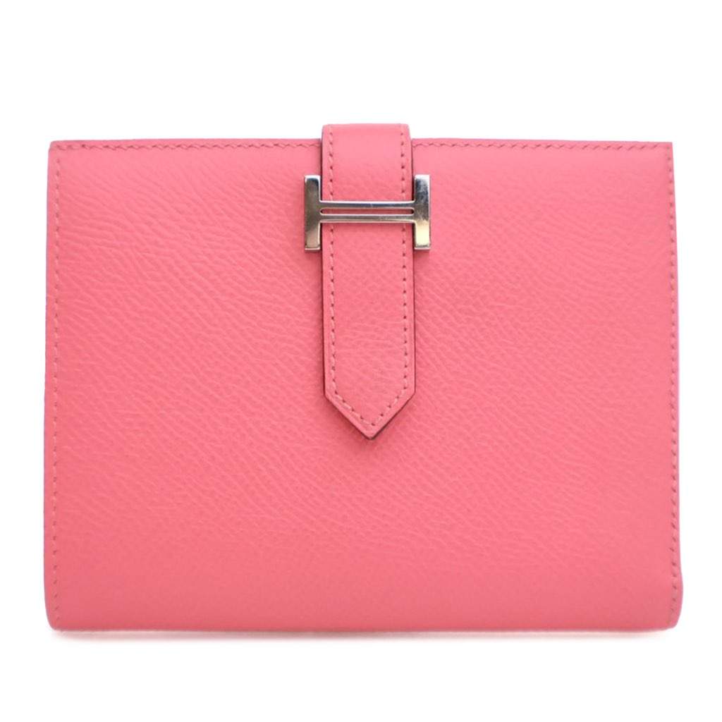 Hermès Epsom Bearn Compact Wallet Pink Leather Good condition - Front View