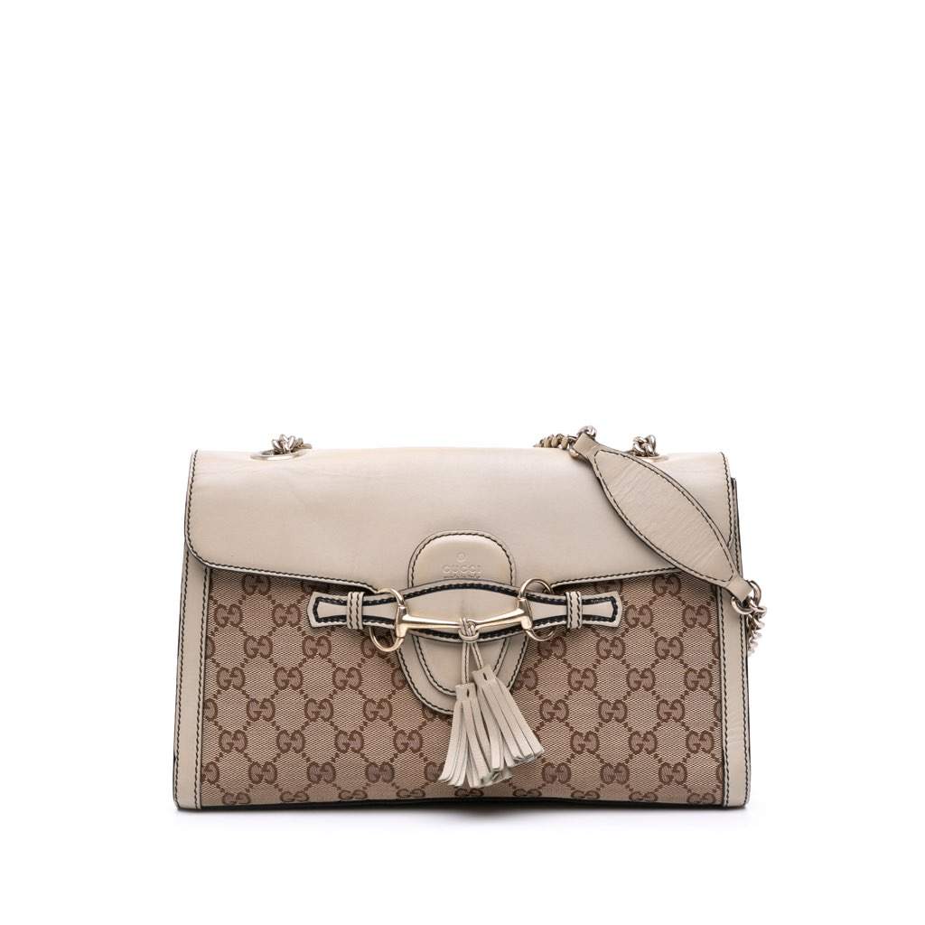 Gucci Medium GG Canvas Emily Shoulder Bag Brown Canvas Very good condition - Front View
