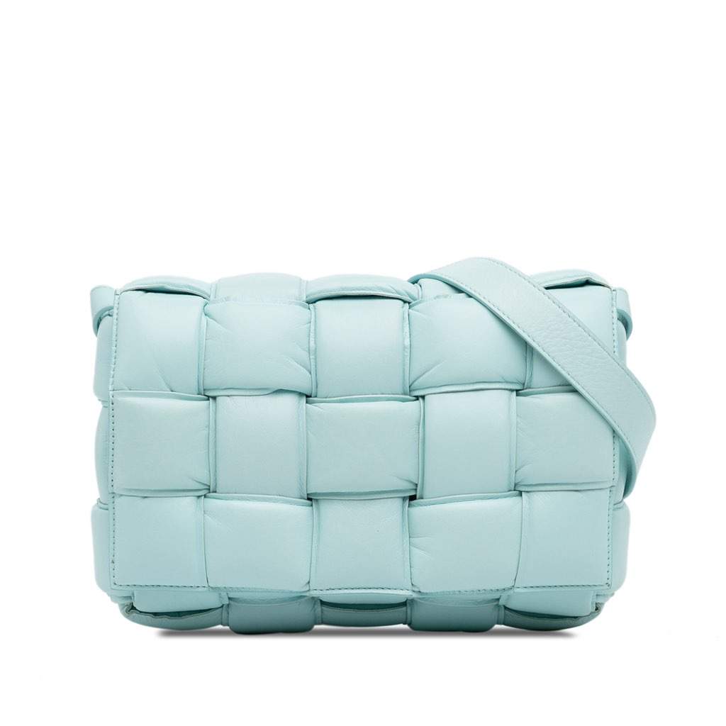 Bottega Veneta Nappa Intrecciato Padded Cassette Crossbody Blue Leather Very good - Front View