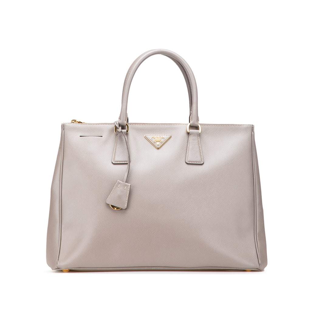 Prada Large Saffiano Lux Galleria Double Zip Satchel Brown Leather Good condition - Front View