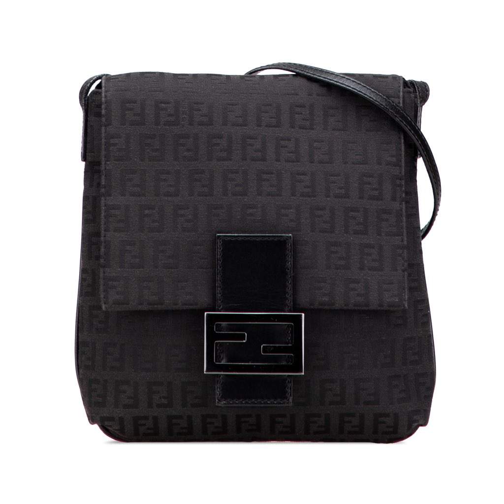 Fendi Zucchino Canvas Crossbody Black Canvas Very good - Front View