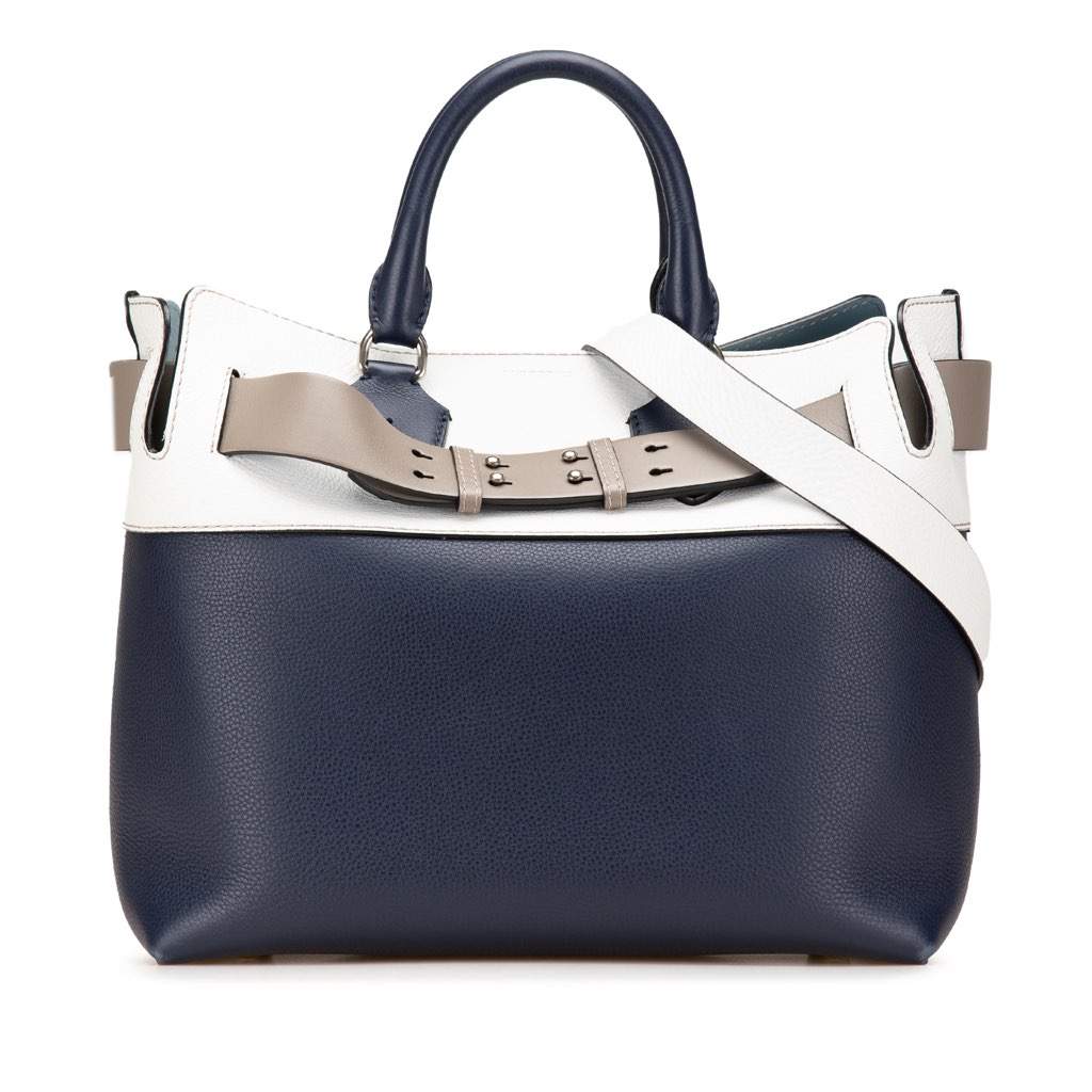 Burberry Medium Tricolor Leather Marais Belt Bag Blue Leather Good - Front View