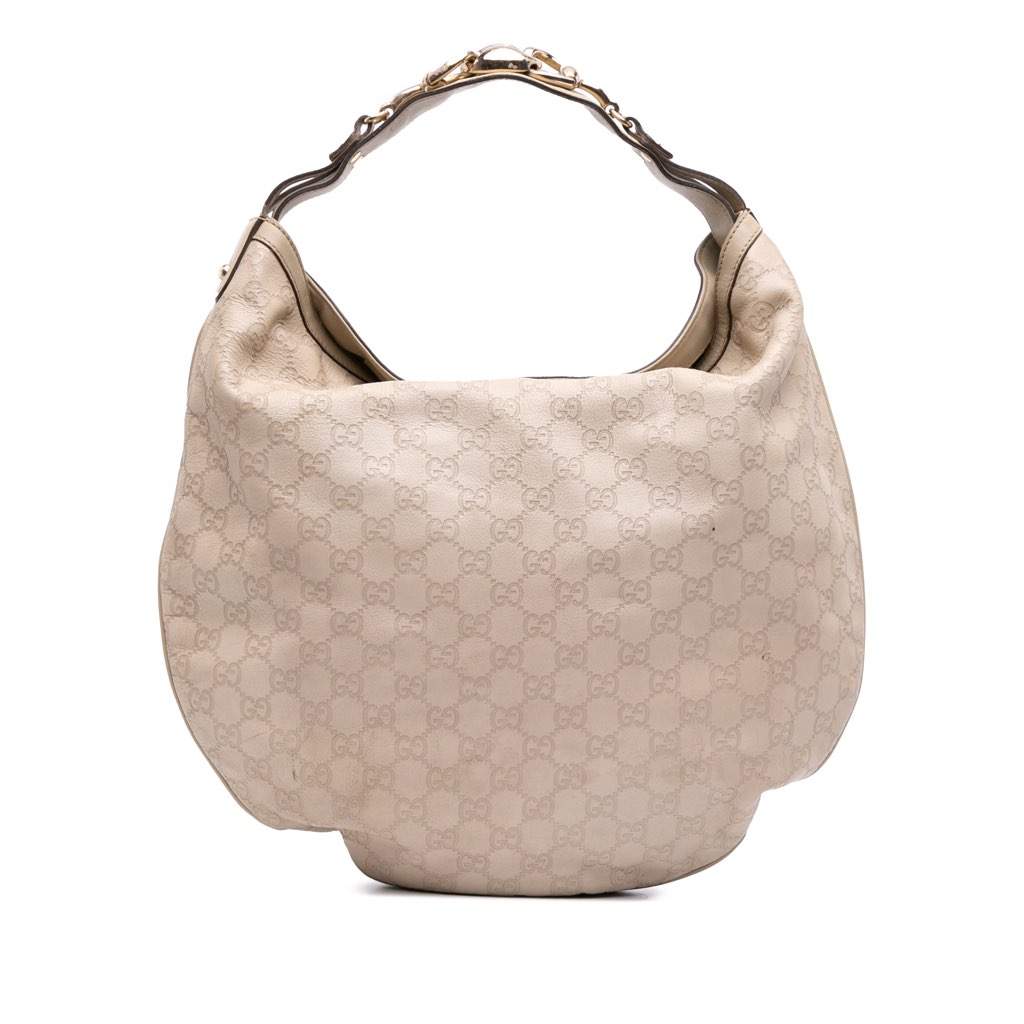 Gucci Guccissima Horsebit Hobo Brown Leather Good - Front View