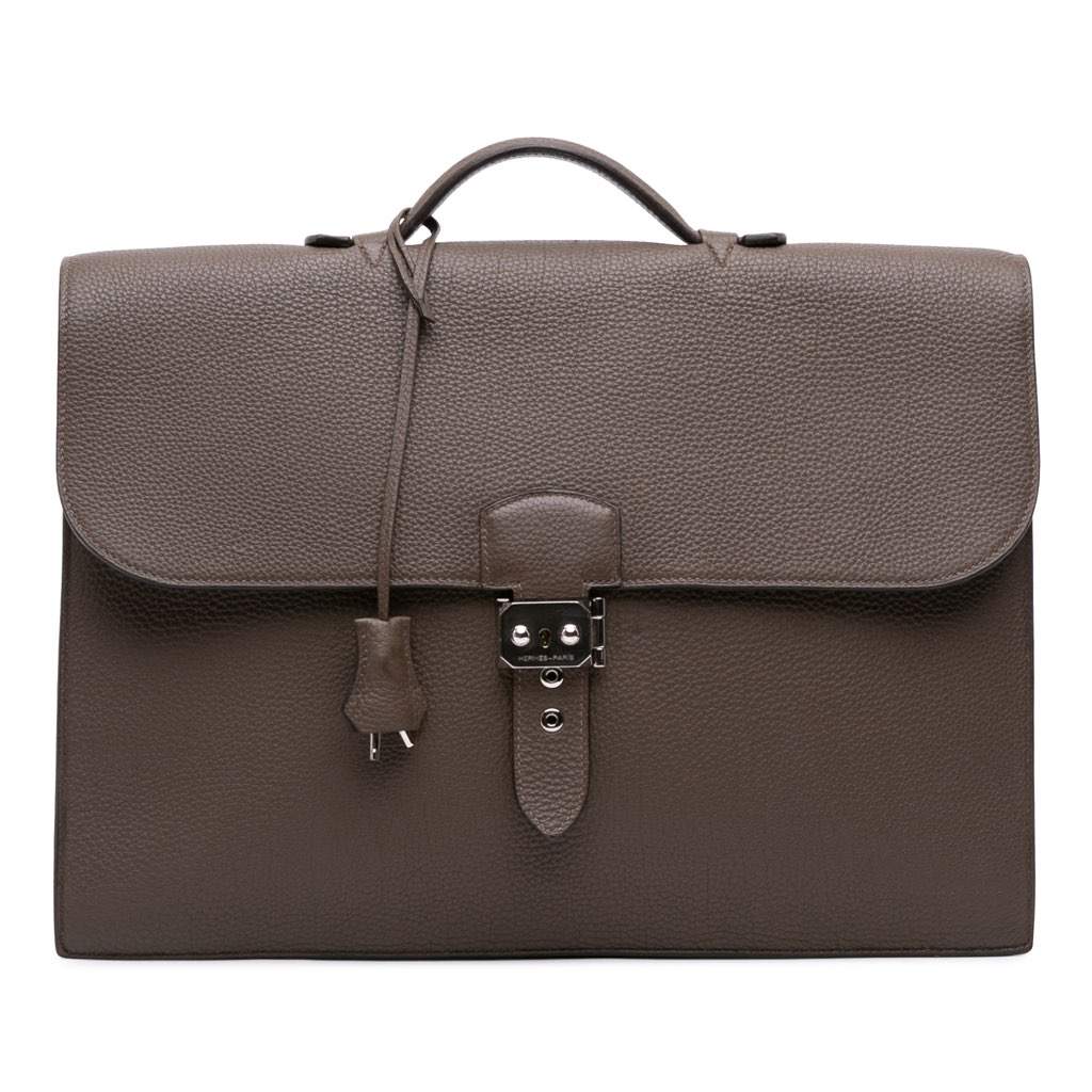Hermès Togo Sac A Depeches 38 Brown Leather Good condition - Front View