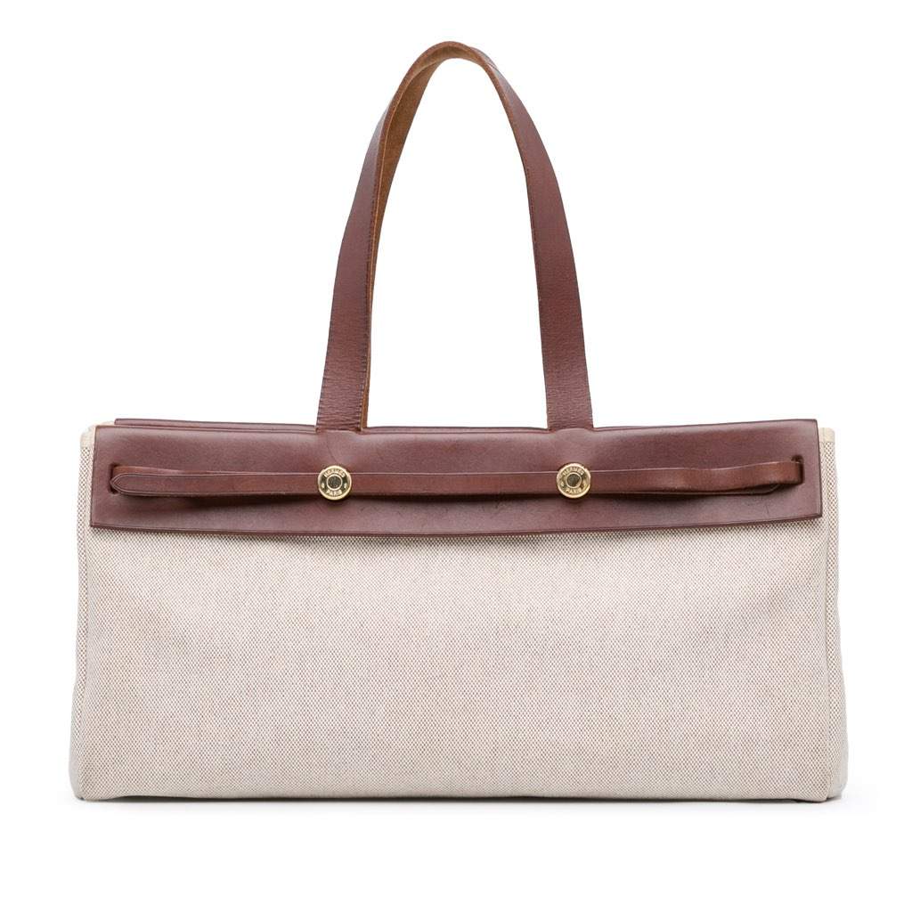 Hermès Herbag Cabas MM Brown Canvas Good condition - Front View