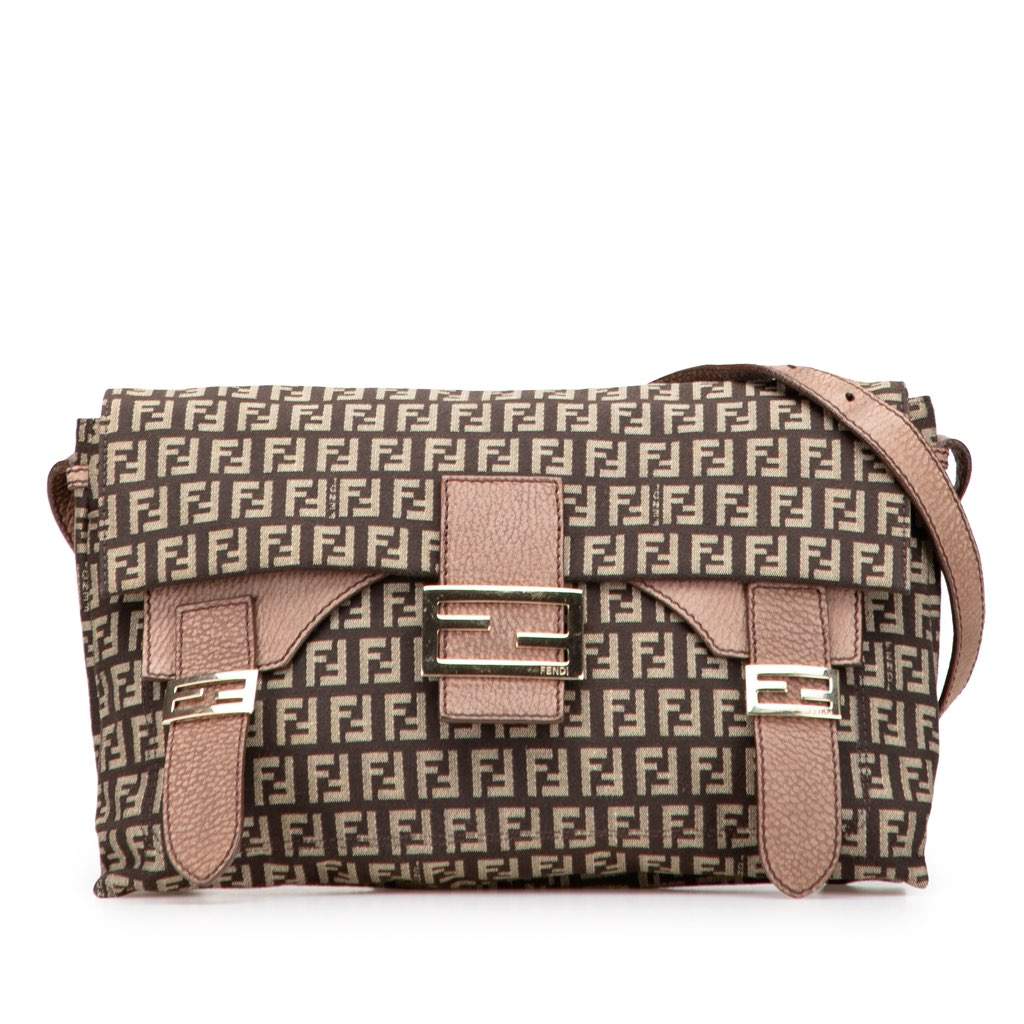 Fendi Zucchino Canvas Sweety Crossbody Brown Canvas Very good - Front View