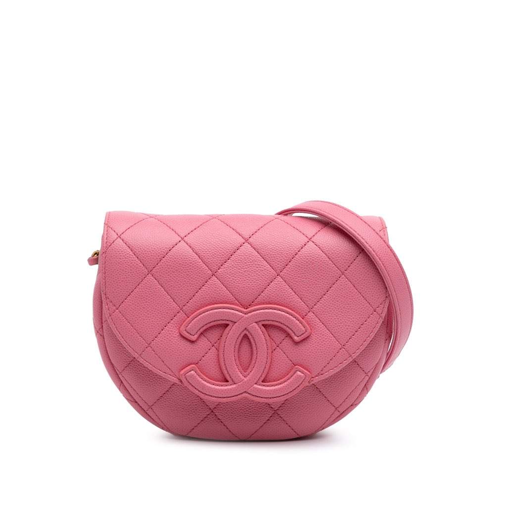 Chanel Mini CC Quilted Caviar Messenger Flap Pink Leather Very good - Front View