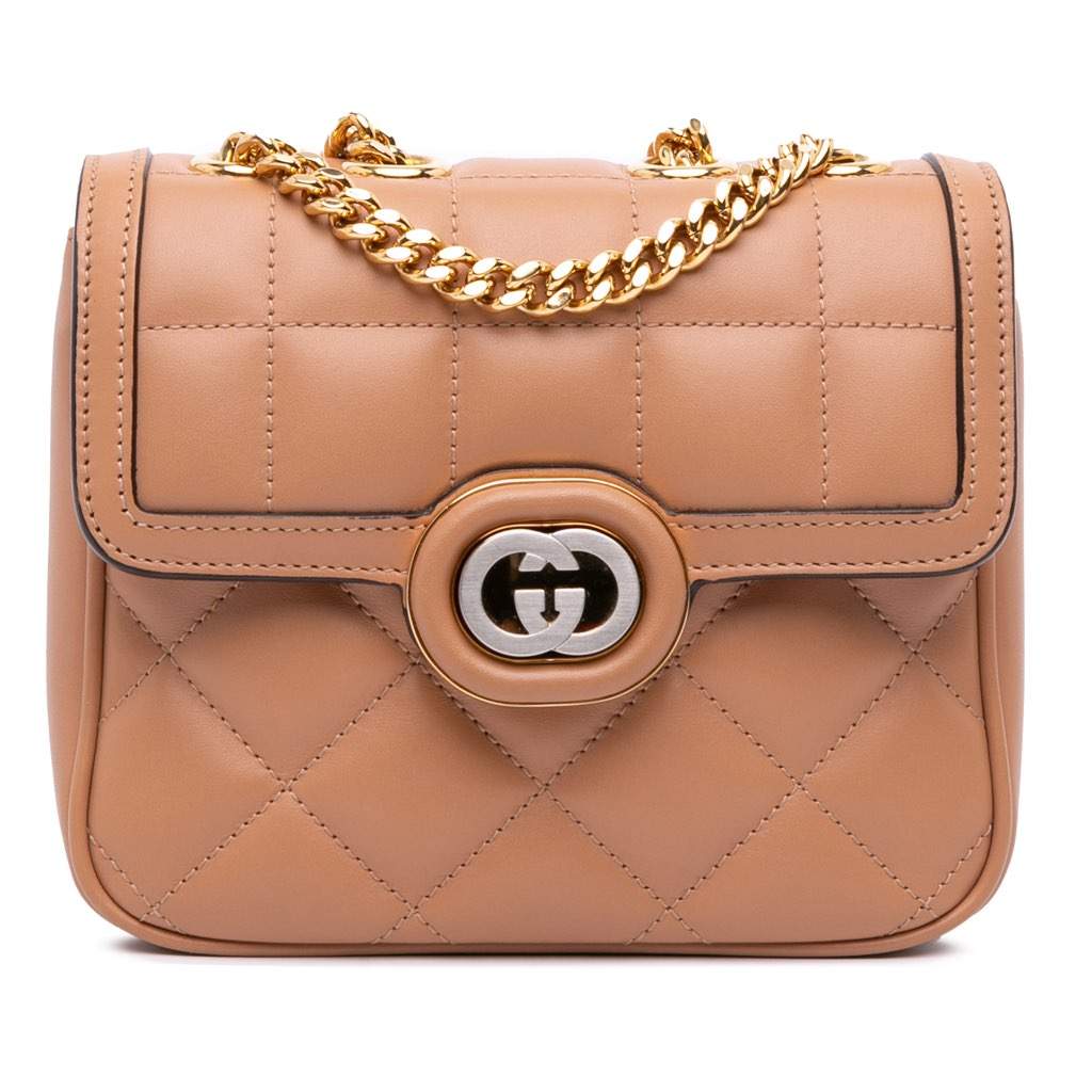 Gucci Mini Leather Deco Chain Shoulder Bag Brown Leather Very good - Front View