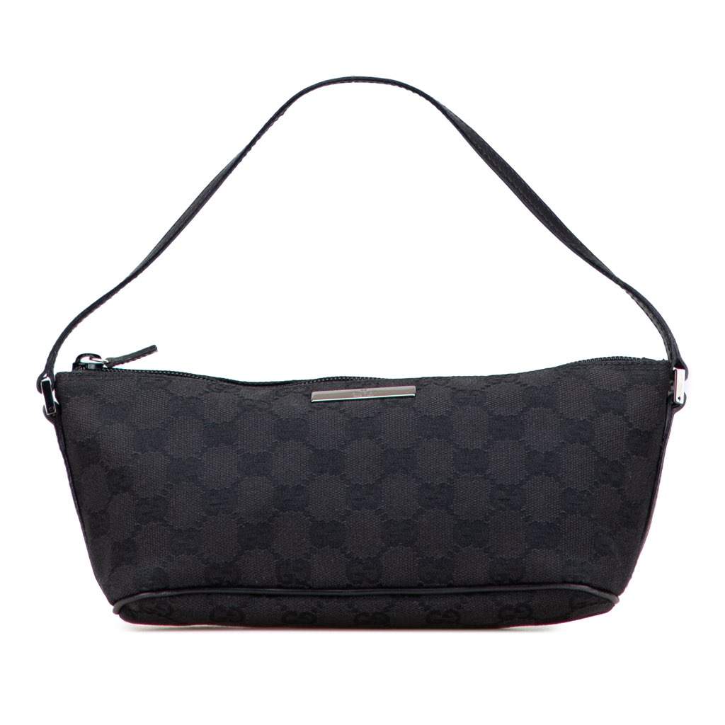 Gucci GG Canvas Boat Black Canvas Good - Front View