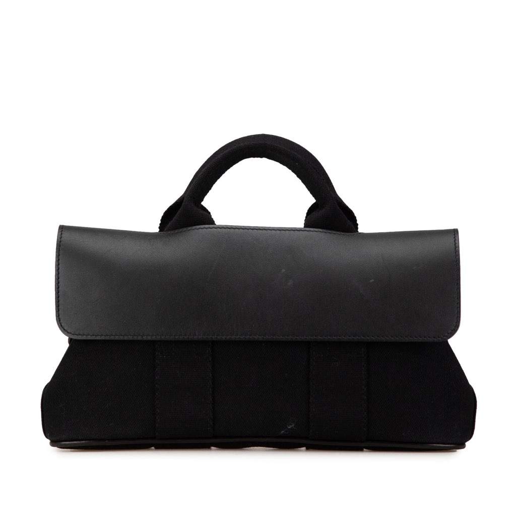 Hermès Toile and Swift Valparaiso Long PM Black Canvas Good condition - Front View