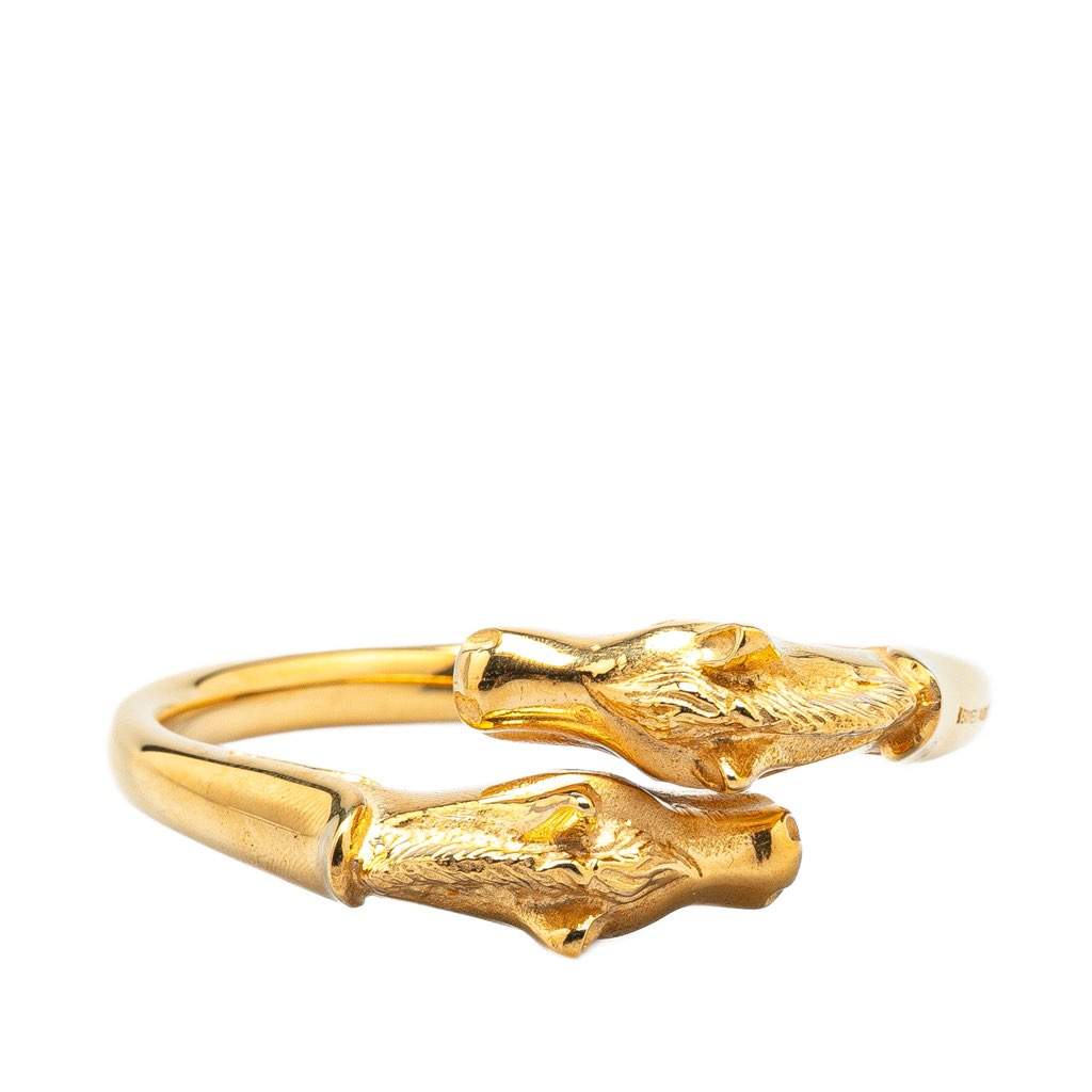 Hermès Gold Plated Cheval Double Horse Bangle Gold Metal Good condition - Front View