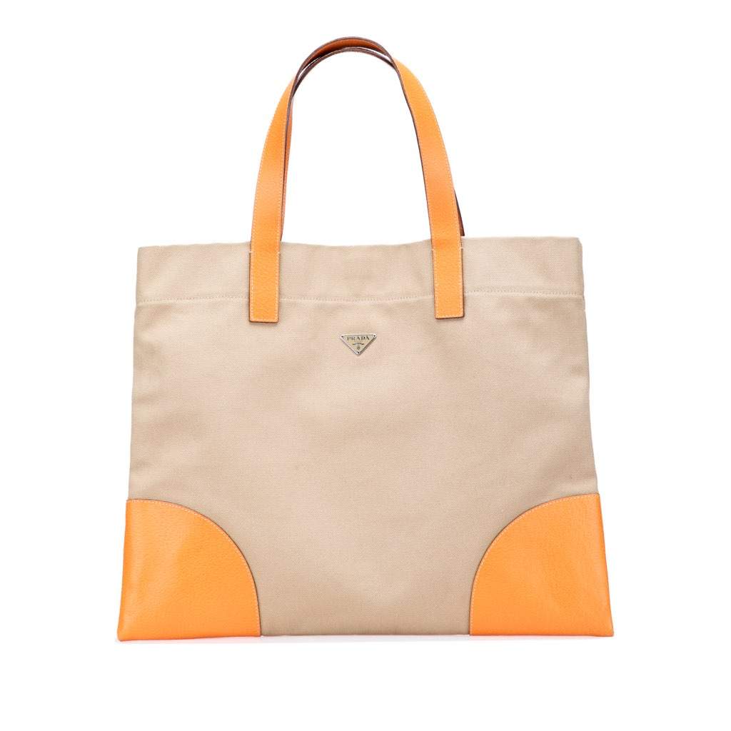 Prada Cinghiale Trimmed Canapa Tote Brown Canvas Very good - Front View