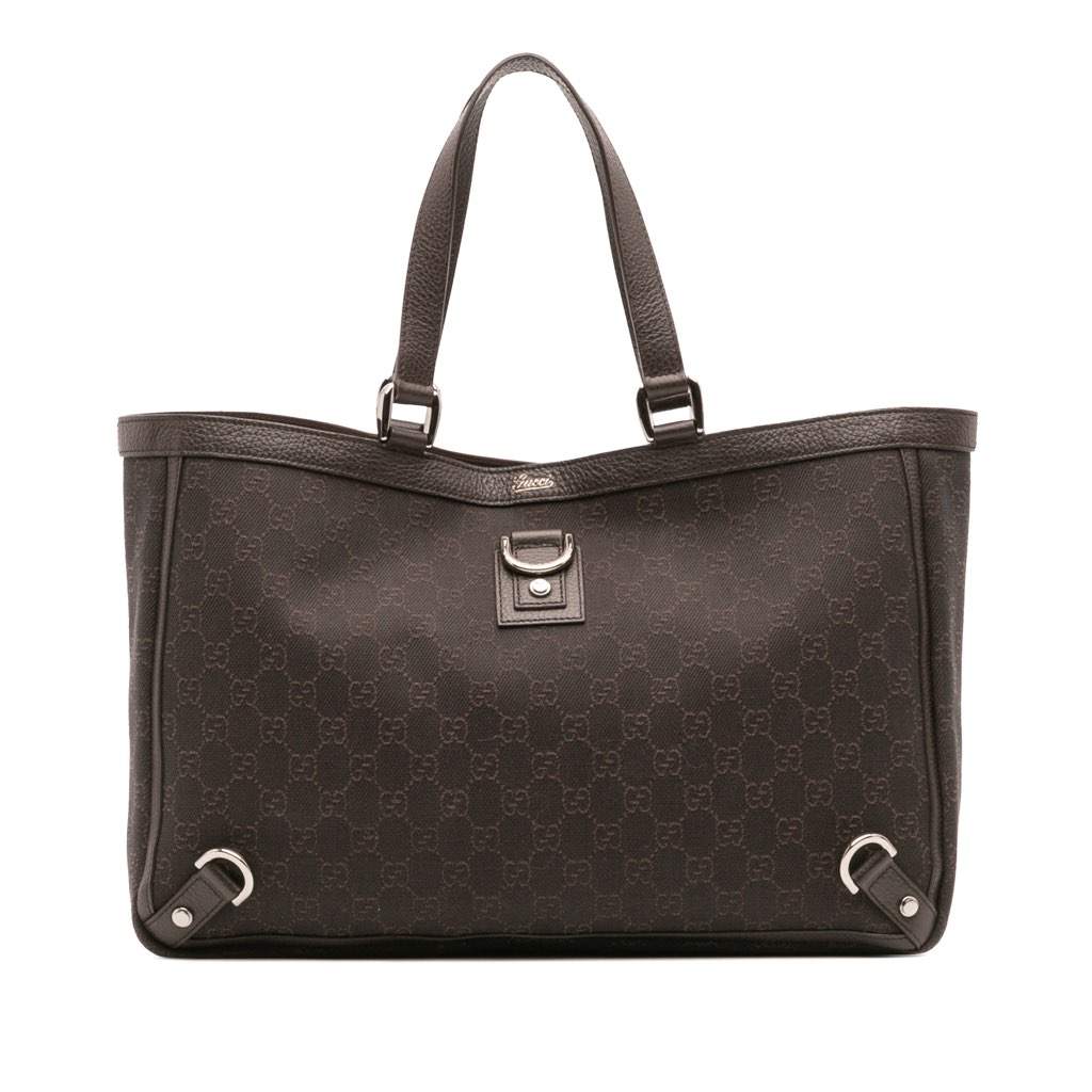 Gucci GG Denim Abbey D Ring Tote Brown Denim Good - Front View