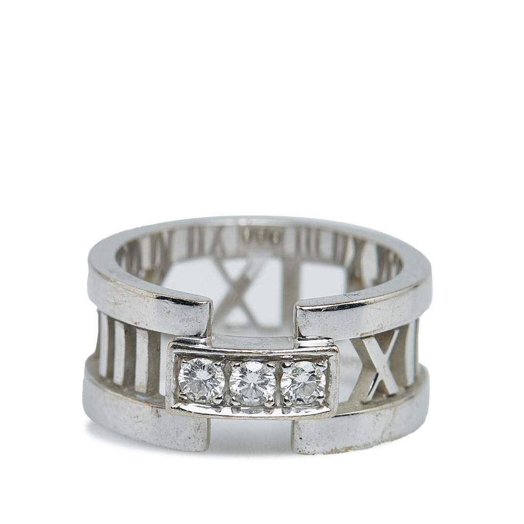 Tiffany & Co Atlas Diamond Ring Silver Metal Good condition - Front View