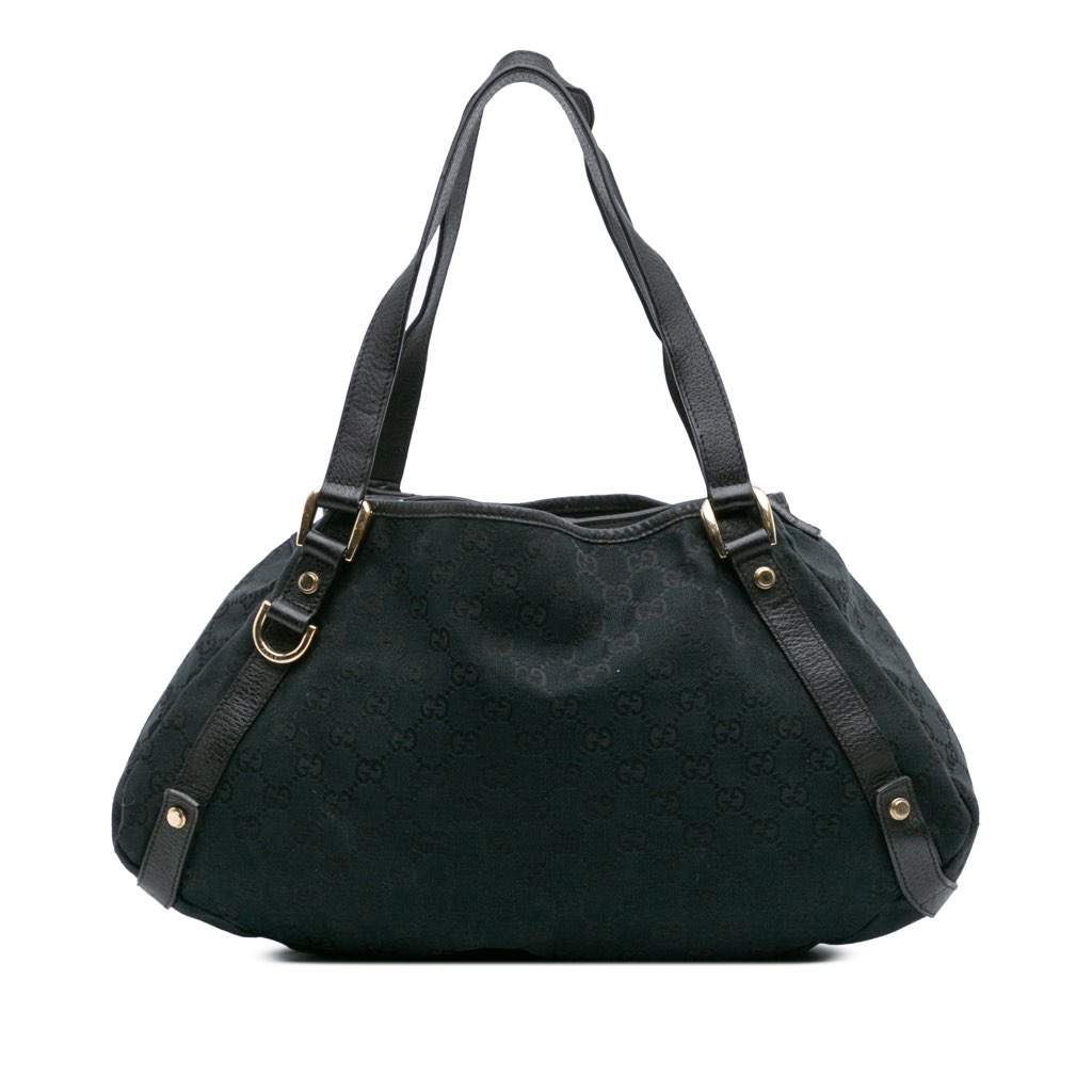 Gucci GG Canvas Abbey D Ring Tote Black Canvas Good - Front View