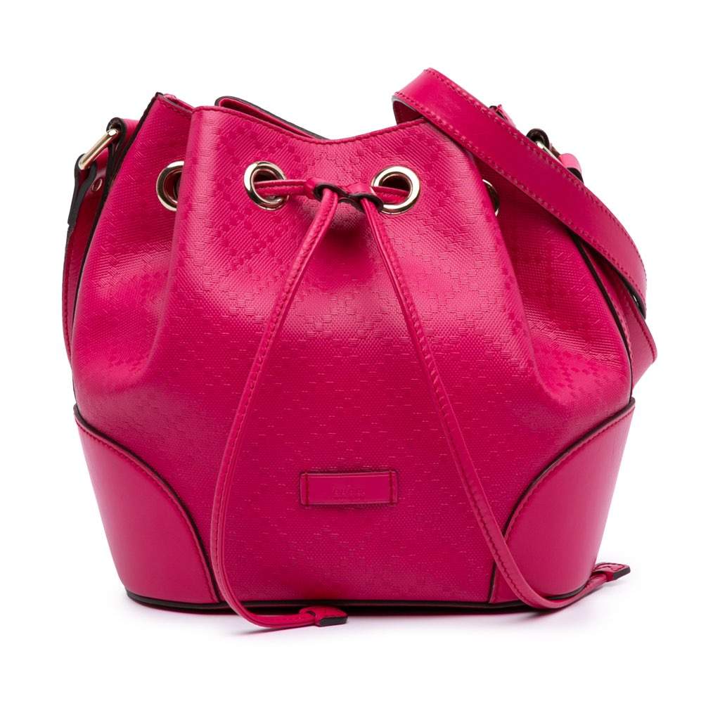 Gucci Diamante Leather Bright Bucket Bag Pink Leather Good - Front View