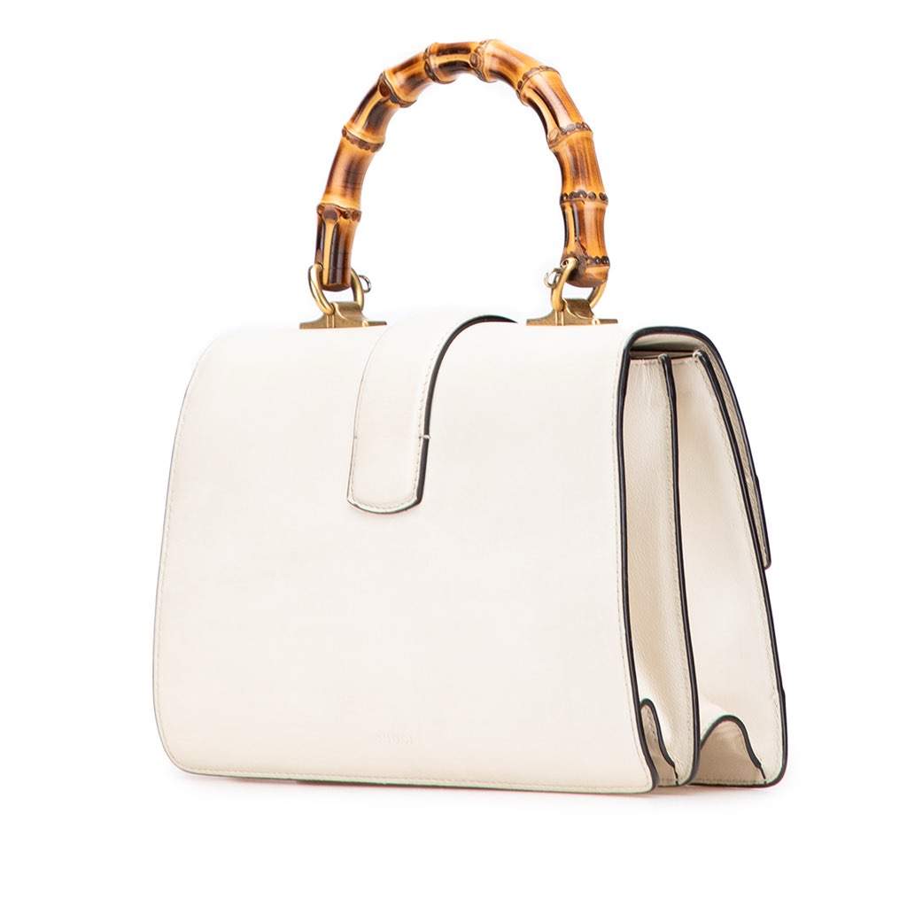 Gucci Medium Leather Bamboo Dionysus Web Satchel White Leather Very good - Front View