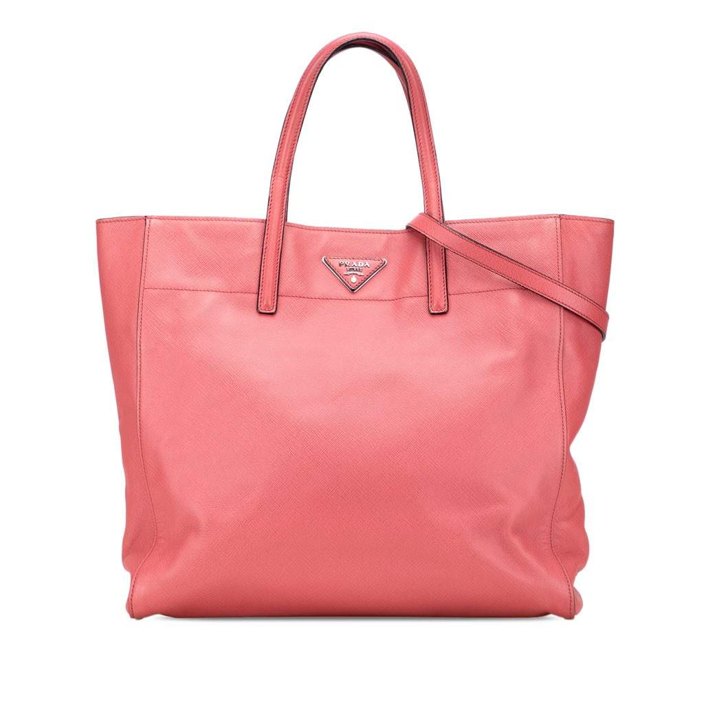 Prada Saffiano Soft Tote Pink Leather Very good - Front View
