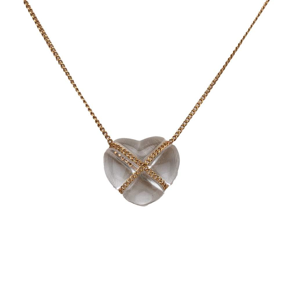 Tiffany & Co 18K Yellow Gold Rock Crystal Cross My Heart Necklace Gold Gold Good condition - Front View