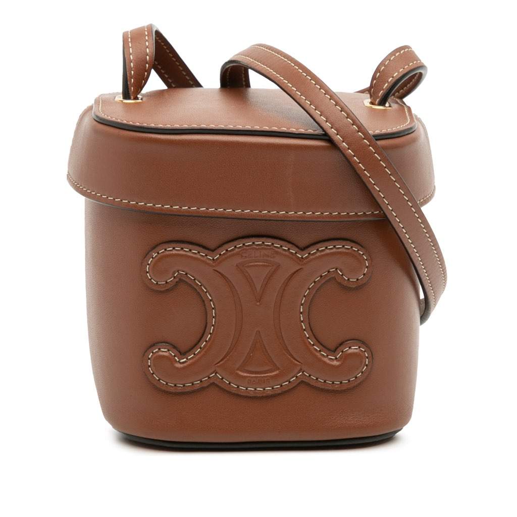 Celine Small Calfskin Cuir Triomphe Box Bag Brown Leather Very good condition - Front View