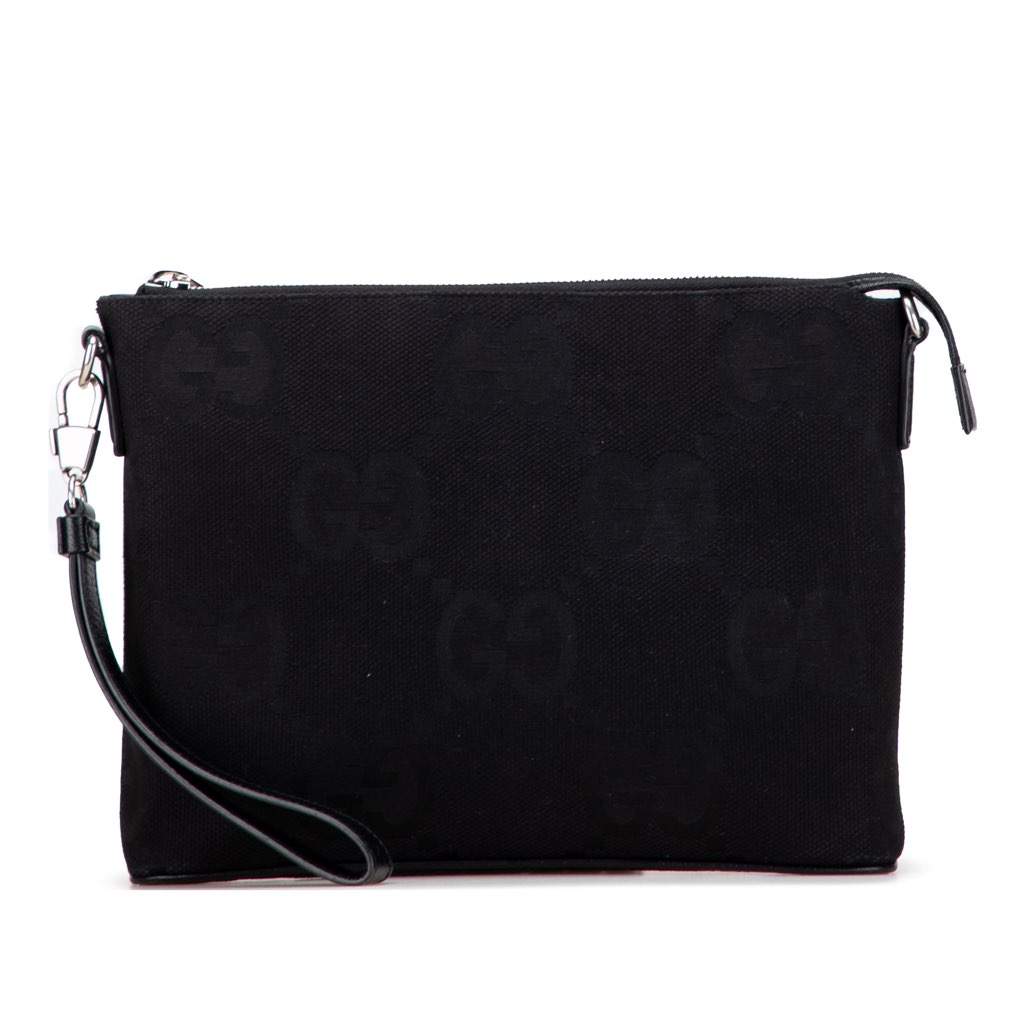 Gucci Jumbo GG Canvas Clutch on Strap Black Canvas Very good - Front View