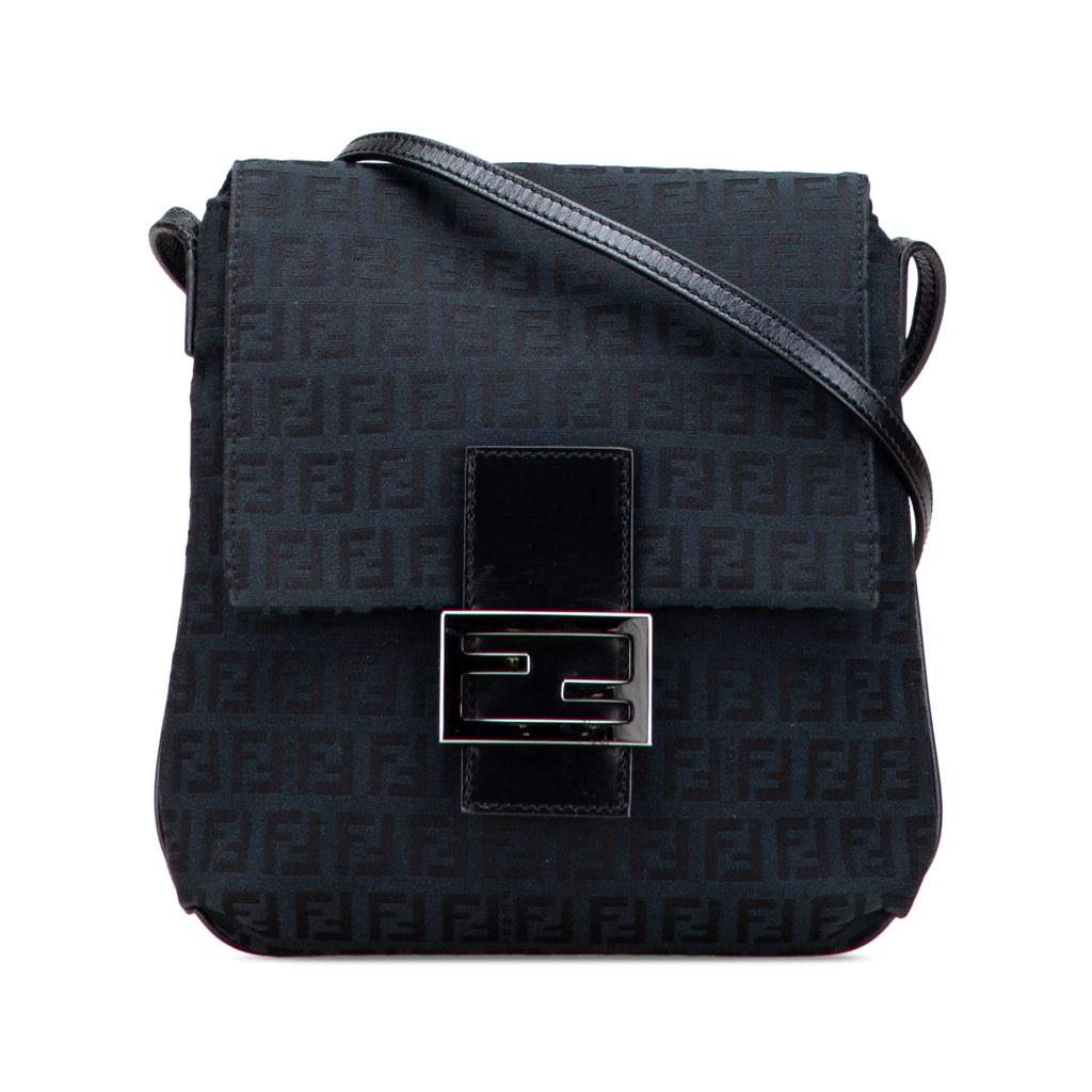 Fendi Zucchino Canvas Crossbody Blue Canvas Very good - Front View