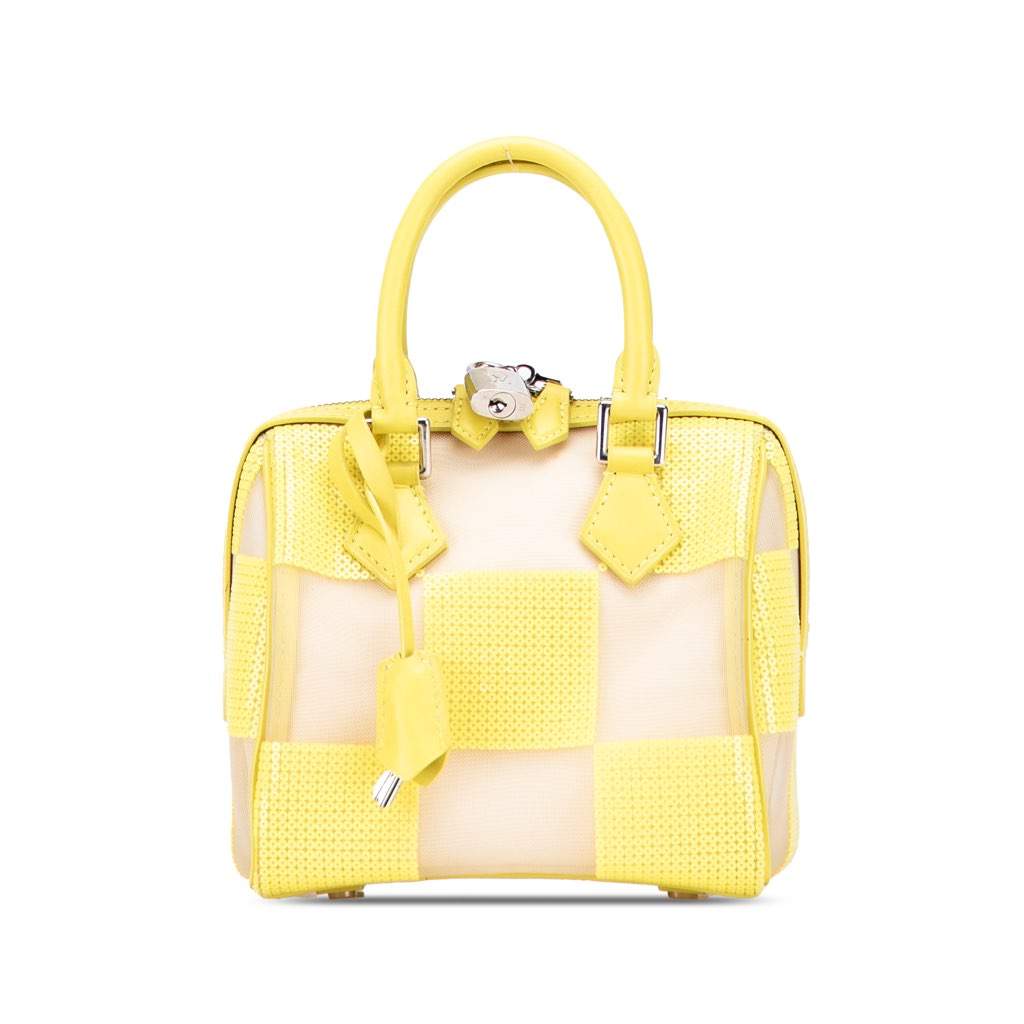 Louis Vuitton Damier Optic Mesh Sequins Cube Speedy Yellow Good - Front View