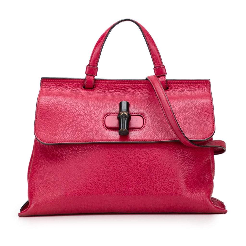 Gucci Medium Leather Bamboo Daily Satchel Pink Leather Very good - Front View