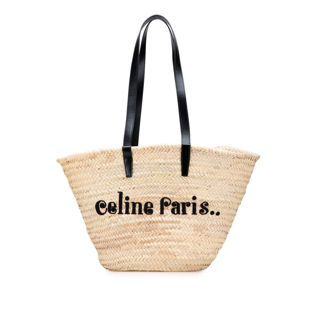 Celine Raffia Classic Panier Tote Brown Very good - Front View