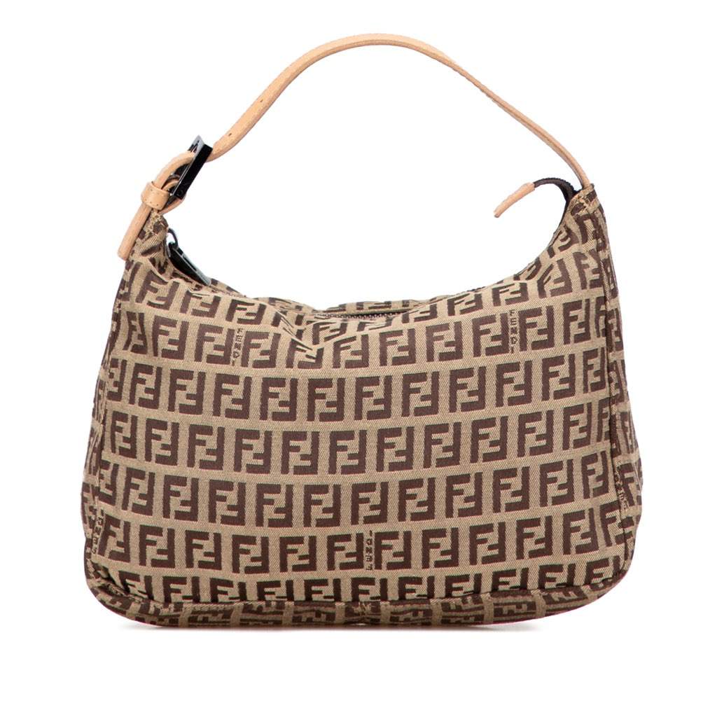 Fendi Zucchino Canvas Handbag Brown Canvas Good - Front View