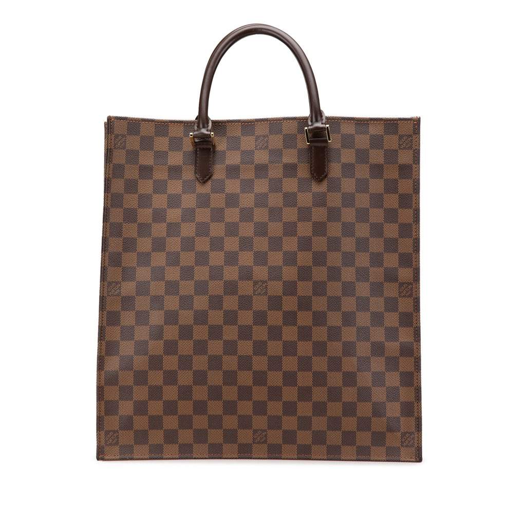Louis Vuitton Damier Ebene Sac Plat Brown Canvas Good - Front View