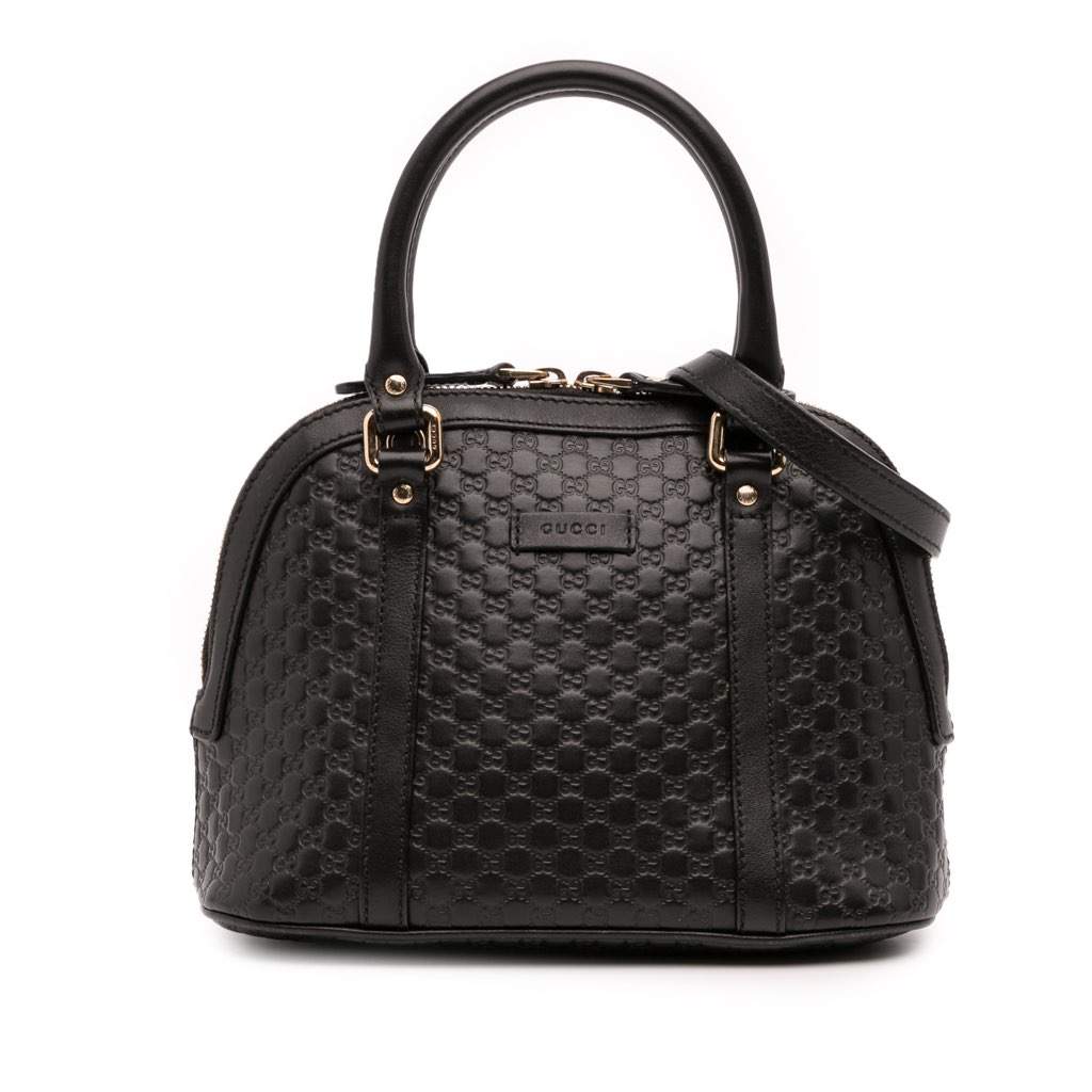 Gucci Mini Microguccissima Dome Satchel Black Leather Good - Front View