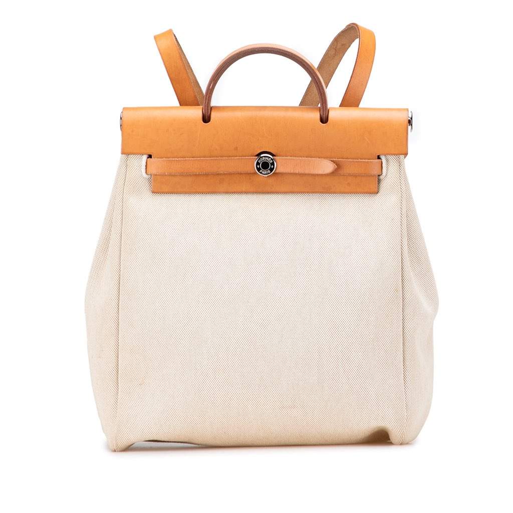 Hermès Toile Herbag Backpack PM Brown Canvas Good condition - Front View