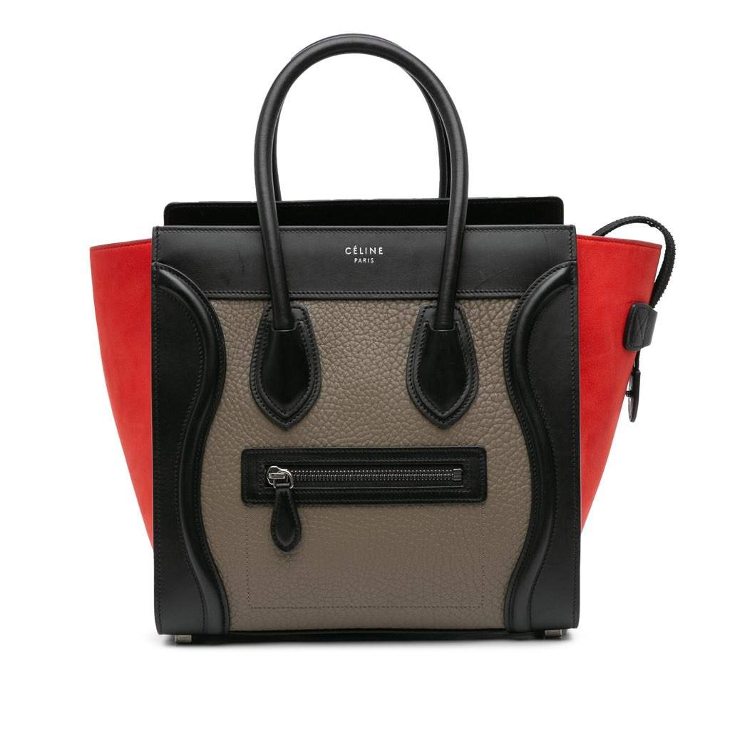 Celine Micro Tricolor Leather Luggage Tote Brown Leather Good condition - Front View