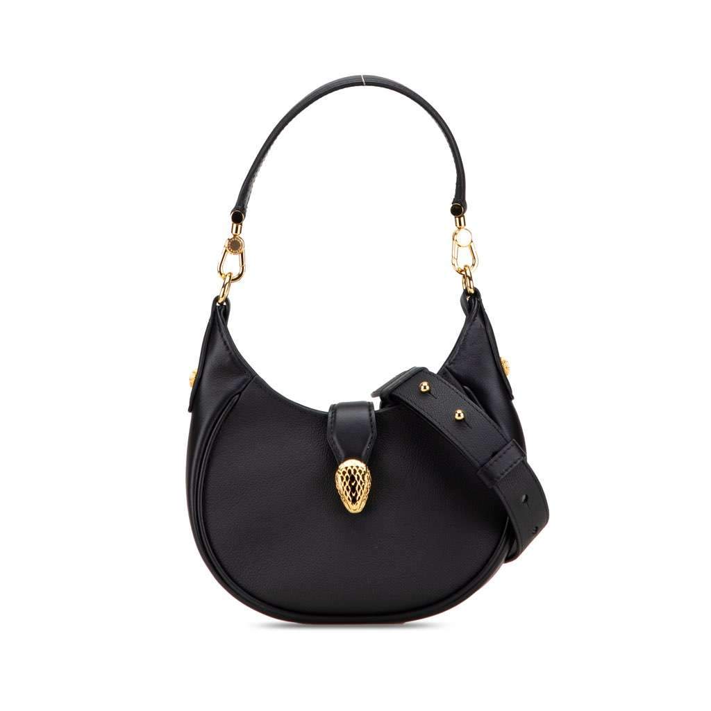 Bvlgari Small Leather Serpenti Ellipse Satchel Black Leather Very good condition - Front View