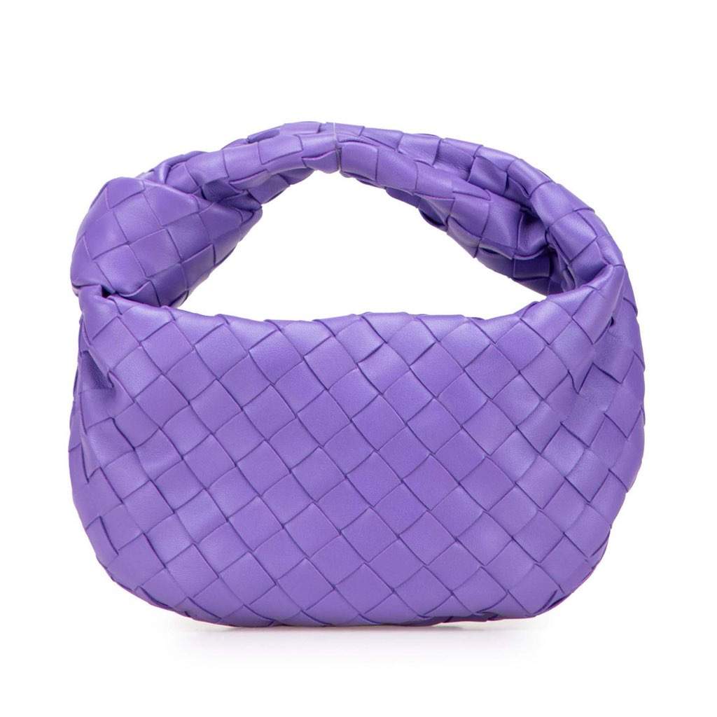 Bottega Veneta Mini Nappa Intrecciato Jodie Purple Leather Very good condition - Front View