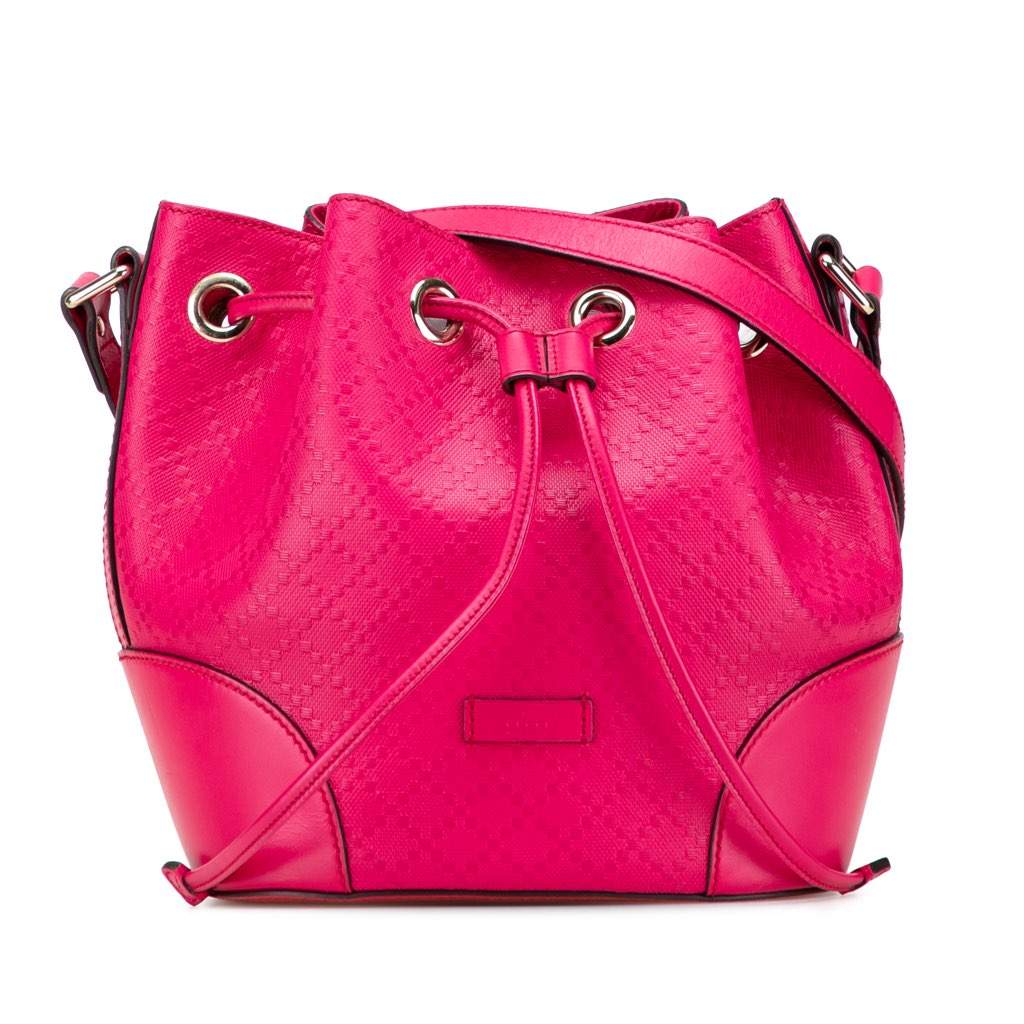 Gucci Diamante Leather Bright Bucket Bag Pink Leather Good - Front View