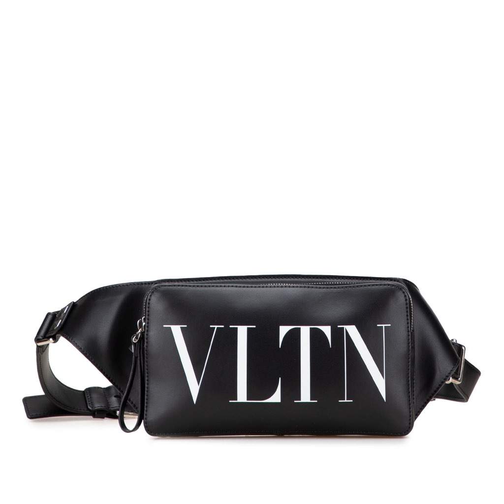 Valentino Leather VLTN Belt Bag Black Leather Good condition - Front View