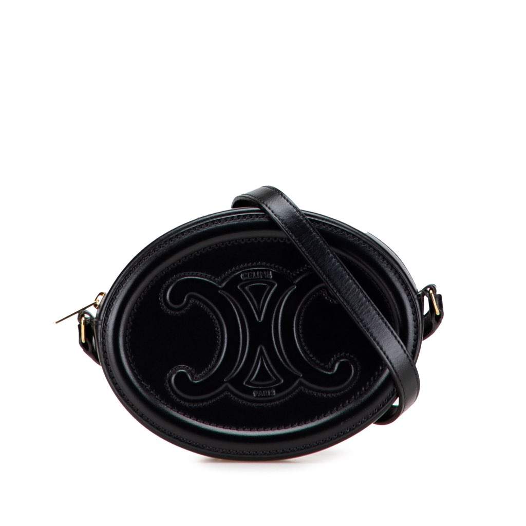 Celine Small Calfskin Cuir Triomphe Oval Crossbody Black Leather Very good - Front View
