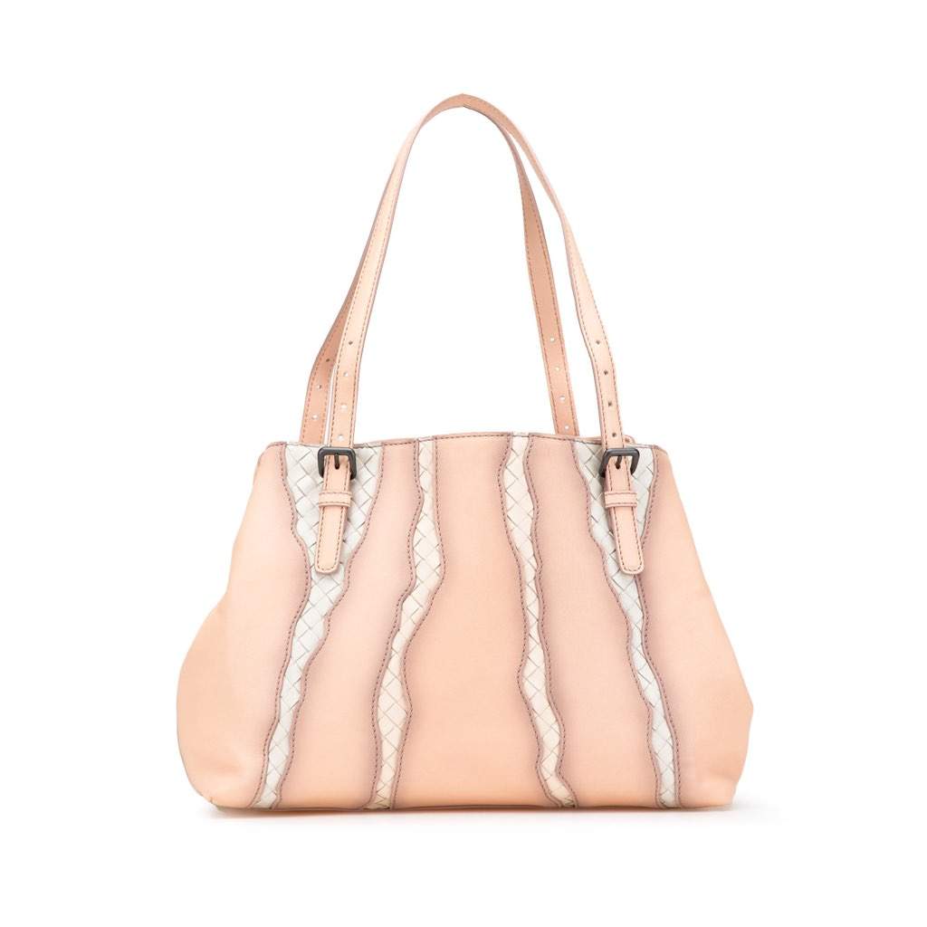Bottega Veneta Medium Nappa Intrecciato Glimmer Tote Pink Leather Very good - Front View
