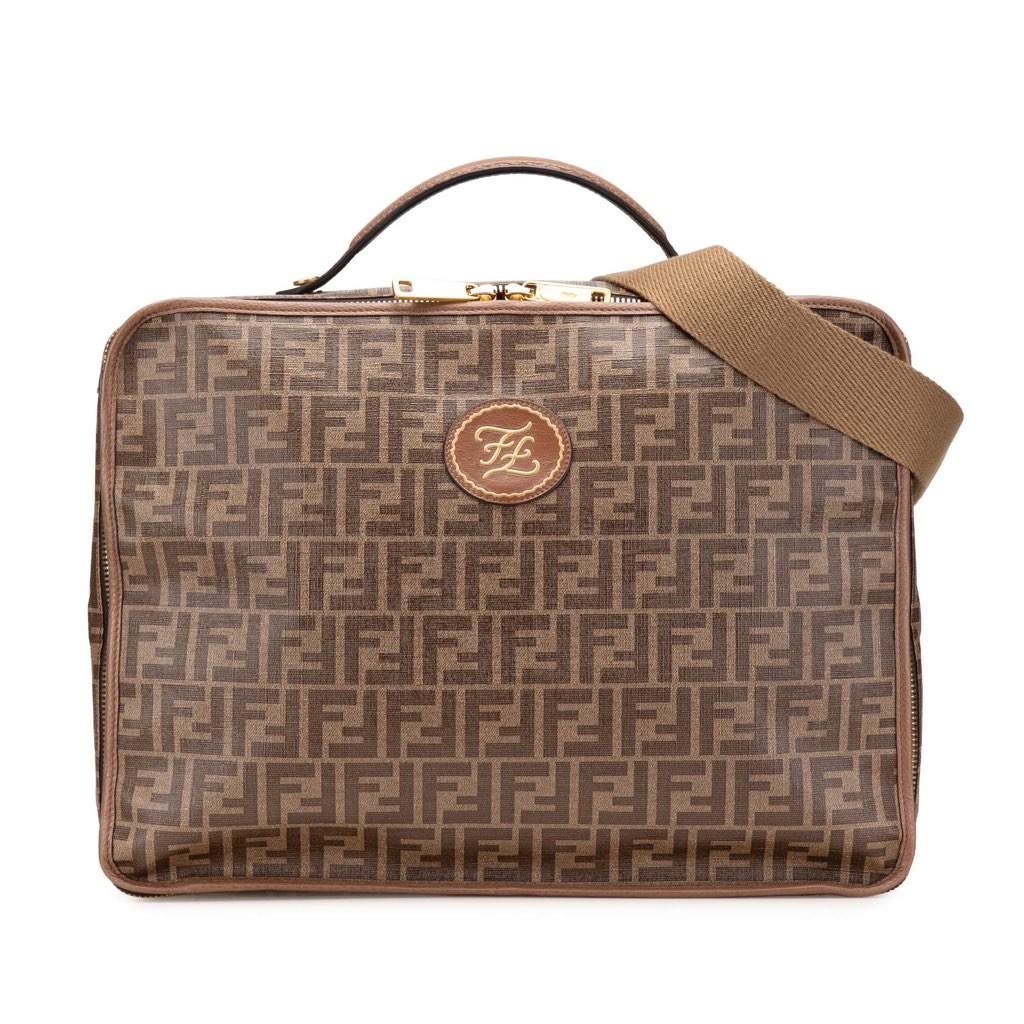 Fendi Zucca Coated Canvas Karligraphy Travel Bag Brown Canvas Very good - Front View