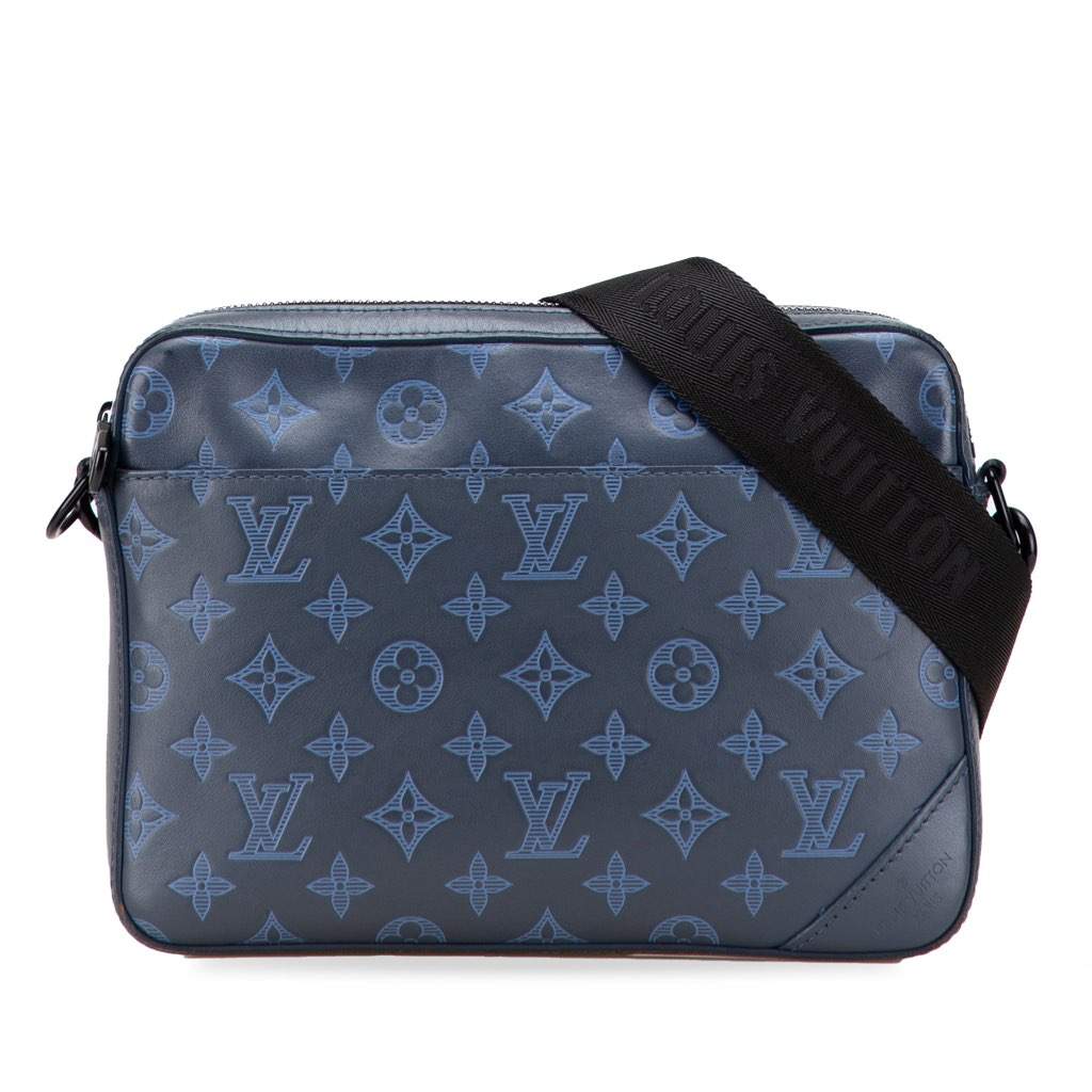 Louis Vuitton Monogram Shadow Duo Messenger Blue Leather Very good condition - Front View