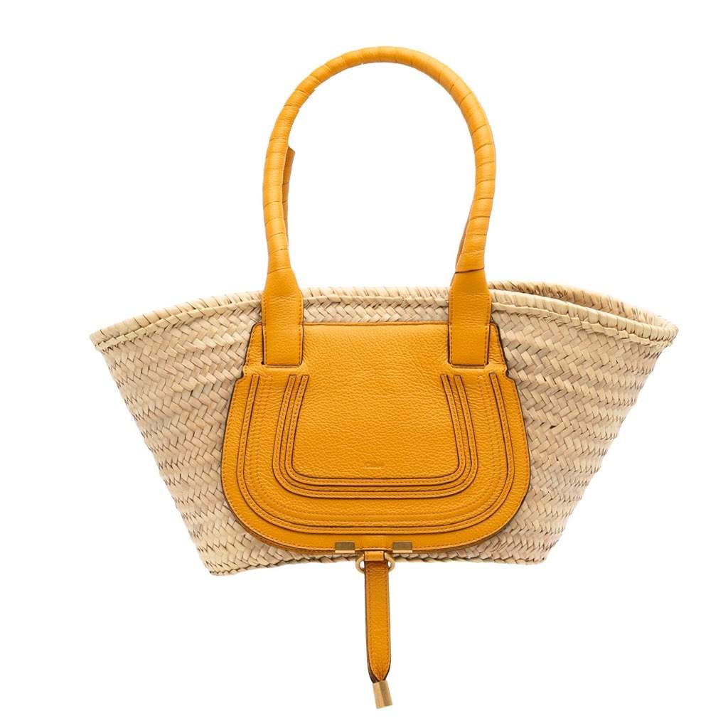 Chloé Medium Raffia Marcie Basket Tote Brown Very good condition - Front View